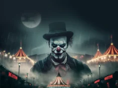 El Payaso Misterioso en un Escenario de Feria Abandonada